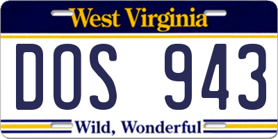 WV license plate DOS943