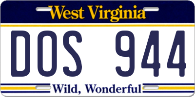 WV license plate DOS944