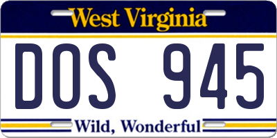WV license plate DOS945