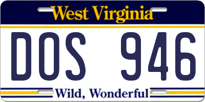 WV license plate DOS946