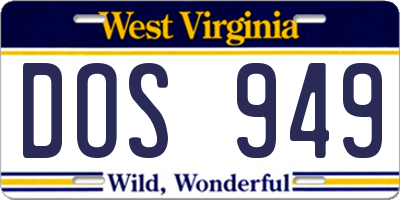 WV license plate DOS949