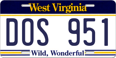 WV license plate DOS951