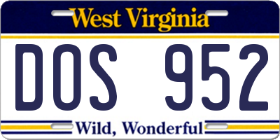 WV license plate DOS952
