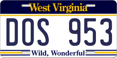 WV license plate DOS953