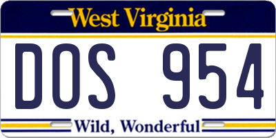 WV license plate DOS954