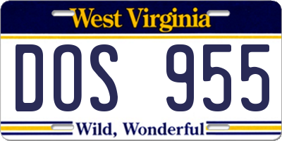 WV license plate DOS955