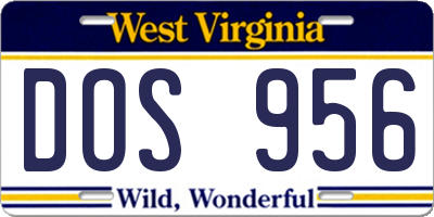 WV license plate DOS956