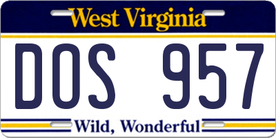 WV license plate DOS957