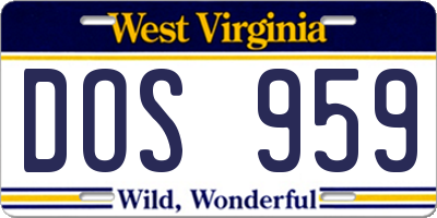 WV license plate DOS959