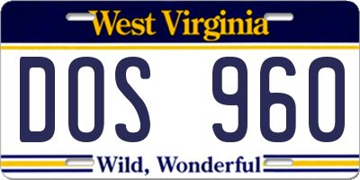 WV license plate DOS960