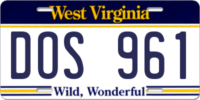 WV license plate DOS961