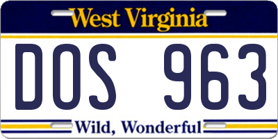 WV license plate DOS963