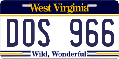 WV license plate DOS966