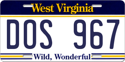 WV license plate DOS967