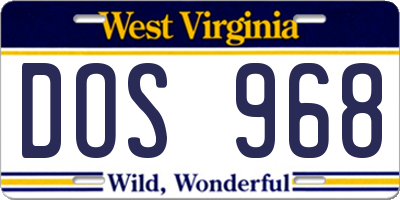WV license plate DOS968
