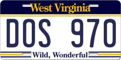WV license plate DOS970