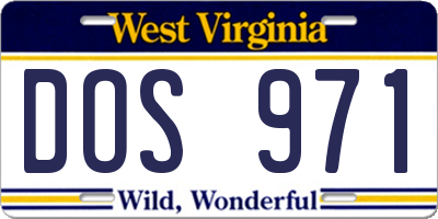 WV license plate DOS971