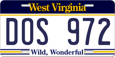 WV license plate DOS972
