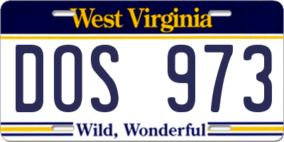 WV license plate DOS973