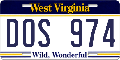 WV license plate DOS974