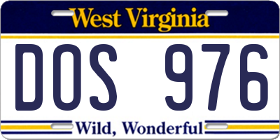 WV license plate DOS976