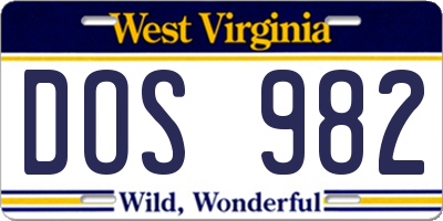 WV license plate DOS982