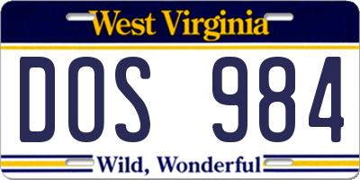 WV license plate DOS984