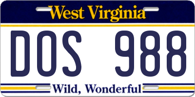 WV license plate DOS988