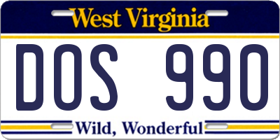 WV license plate DOS990