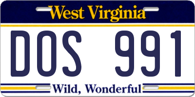 WV license plate DOS991
