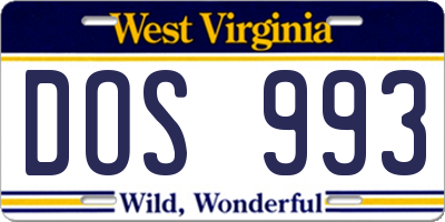 WV license plate DOS993