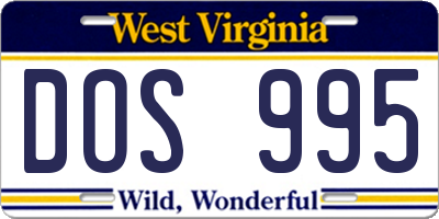 WV license plate DOS995