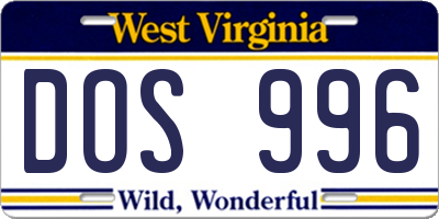 WV license plate DOS996