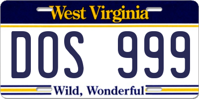 WV license plate DOS999