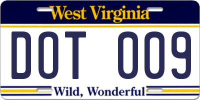 WV license plate DOT009