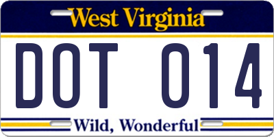 WV license plate DOT014