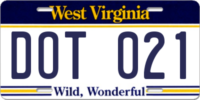 WV license plate DOT021