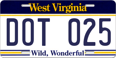 WV license plate DOT025