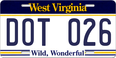 WV license plate DOT026