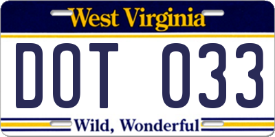 WV license plate DOT033