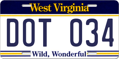 WV license plate DOT034