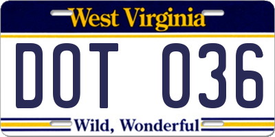 WV license plate DOT036