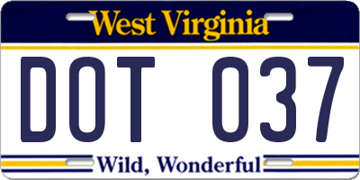 WV license plate DOT037