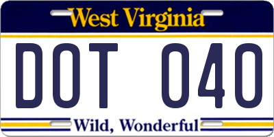 WV license plate DOT040