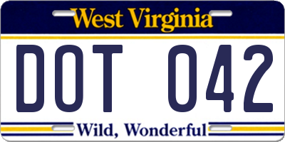 WV license plate DOT042
