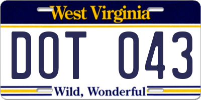 WV license plate DOT043