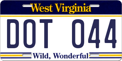 WV license plate DOT044