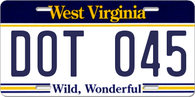 WV license plate DOT045