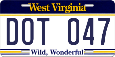 WV license plate DOT047
