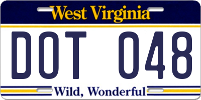 WV license plate DOT048